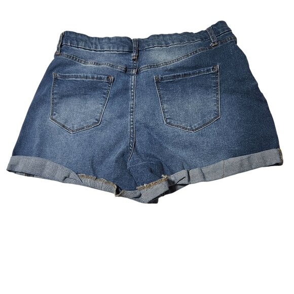 Nobo Jean Shorts Womens Size 17 High Rise Medium Wash Denim Cuffed Juniors - Picture 2 of 4